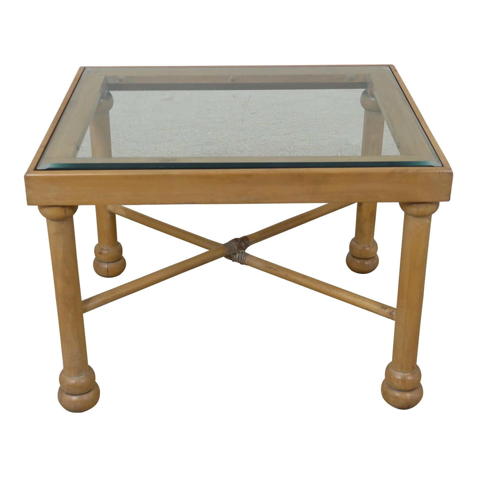 Contemporary Modern Maple Glass Top Lamp Table 30 Years Old (1 of 7)