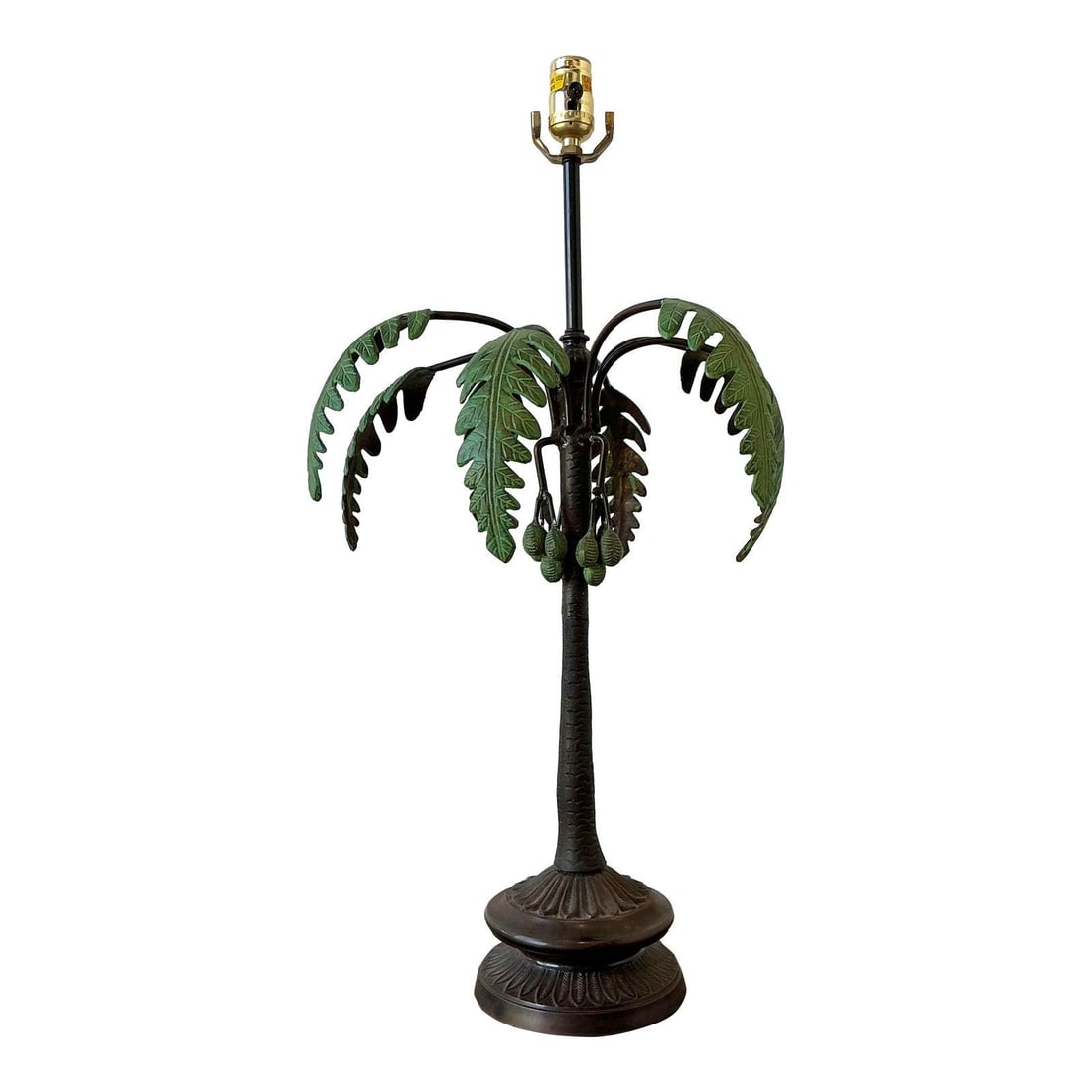 Hollywood Regency palm tree table lamp bronze resin (1 of 10)