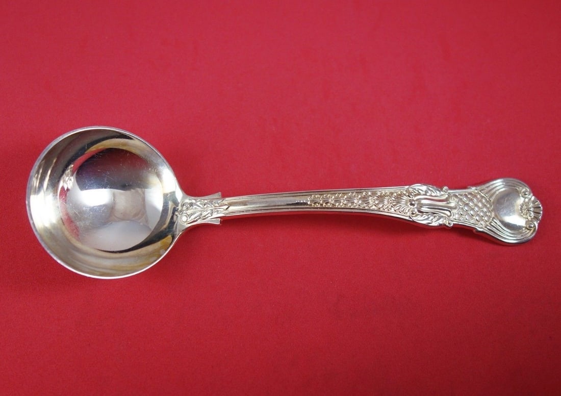 CJ Vander Coburg Sterling Silver Gravy Ladle 7.5 Inch Serving Piece: CJ Vander Coburg Sterling Silver Gravy Ladle 7.5 Inch Serving Piece This exquisite gravy ladle is part of the Coburg pattern by CJ Vander, crafted from high-quality sterling silver. Measuring 7 1/2 in
