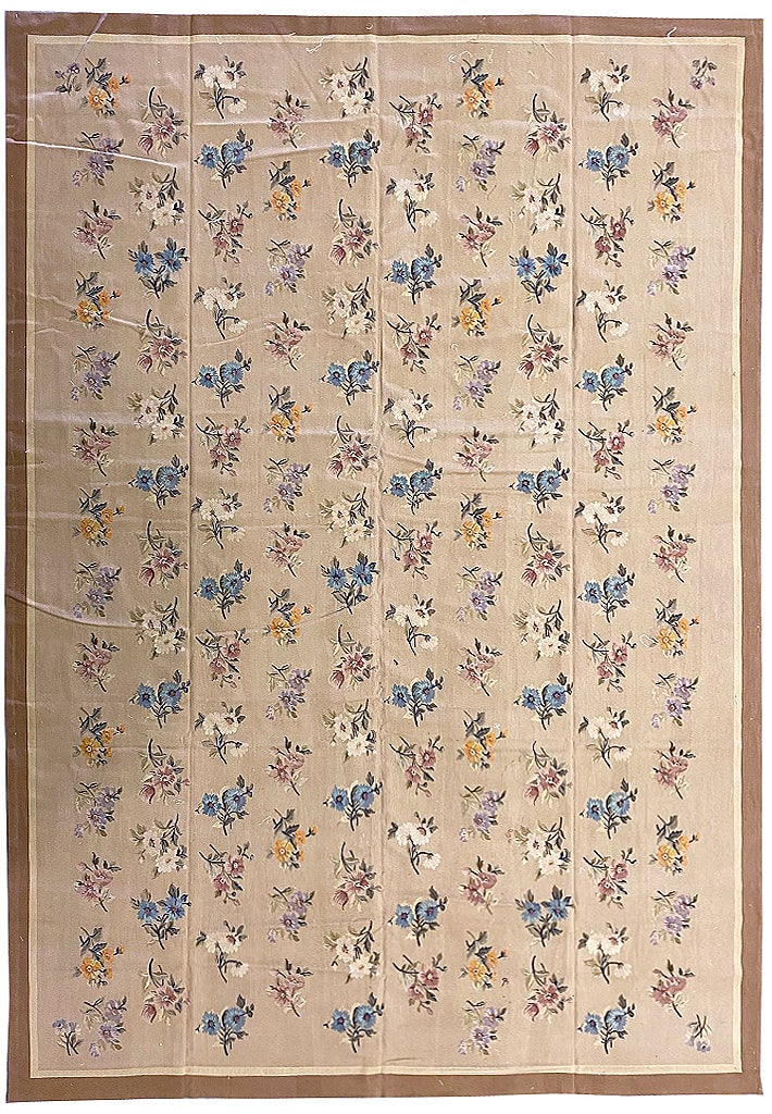 10' x 14' Beige Hand-Knotted Aubusson Area Rug from China: 10' x 14' Beige Hand-Knotted Aubusson Area Rug from China Free continental US Shipping Enhance your living space with timeless elegance using this exquisite 10' x 14' Beige Fine Flat-woven Aubusson Ru