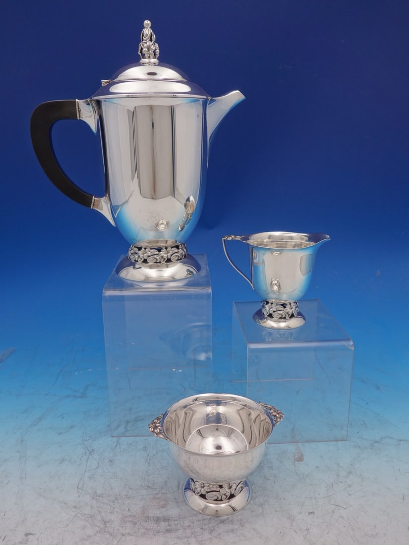 Mueck-Carey Lily Sterling Silver 3 Piece Tea Coffee Service (1 of 18)