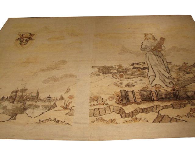 Handcrafted 6' x 8.7' Ivory Persian Sumak Area Rug (1 of 6)