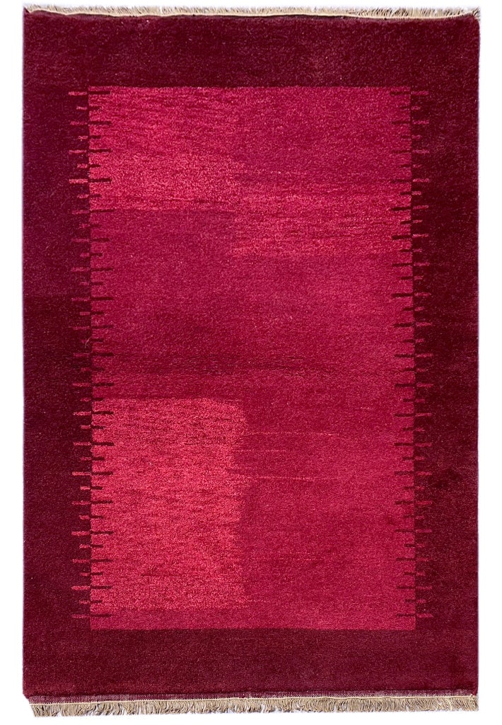 4 x 5.11 Handmade Wool Gabbeh Rug in Red Burgundy: 4 x 5.11 Handmade Wool Gabbeh Rug in Red Burgundy Free continental US Shipping Enhance your living space with this exquisite 4' x 6' Red Burgundy Handmade Wool Solid Color Contemporary Gabbeh Rug. Cra