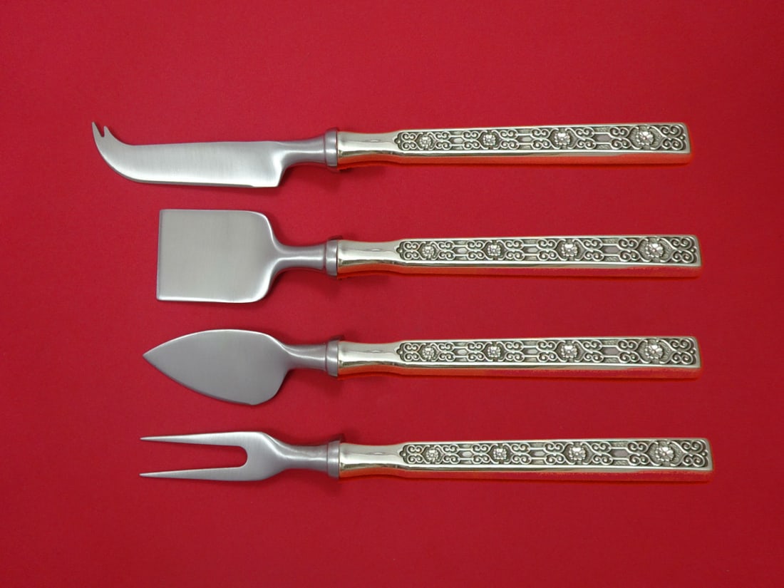 Gorham Spanish Tracery Sterling Silver Cheese Serving Set 4 Pieces: Gorham Spanish Tracery Sterling Silver Cheese Serving Set 4 Pieces This exquisite 4-piece cheese serving set features the elegant Spanish Tracery pattern by Gorham, crafted from high-quality sterling 