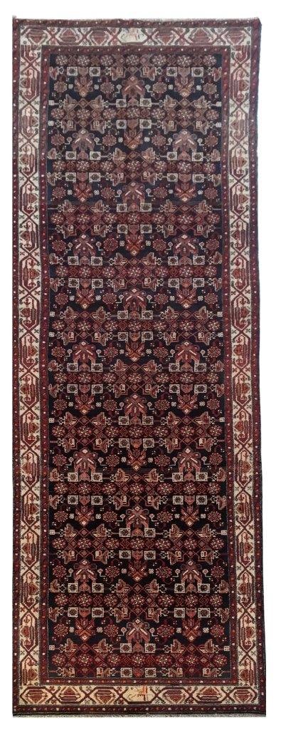 Handcrafted Navy Blue Persian Hamadan Runner Rug 3'7" x 13'10": Handcrafted Navy Blue Persian Hamadan Runner Rug 3'7" x 13'10" Free continental US Shipping Enhance your space with this stunning Navy Blue Persian Hamadan Runner Rug, handcrafted by skilled Persian a