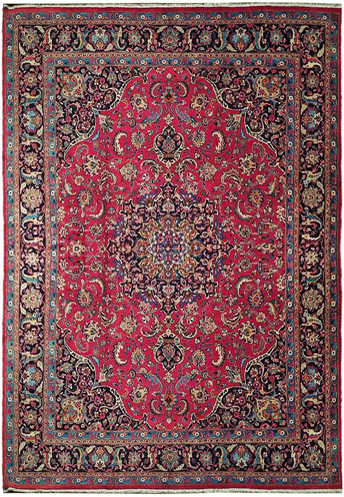 9.9 x 12.9 Red Pink Handmade Persian Tabriz Rug: 9.9 x 12.9 Red Pink Handmade Persian Tabriz Rug Free continental US Shipping Transform your living space with this exquisite 9.9 x 12.9 Red Semi Antique Persian Tabriz Rug, handcrafted by skilled