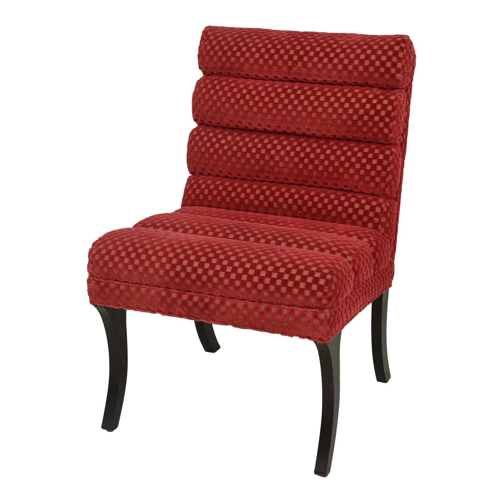 Baker Modern Boudoir Chair Red Checkerboard Upholstery (1 of 7)