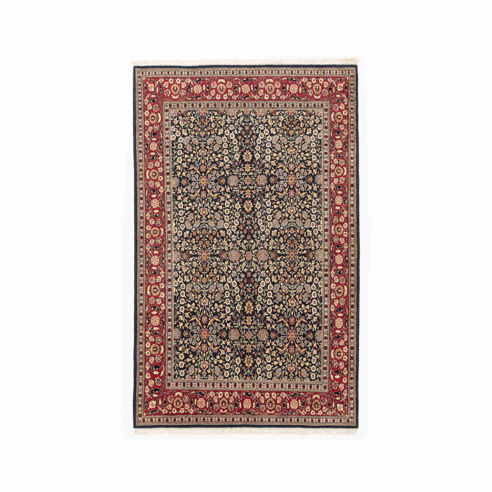 Authentic Handmade Hereke Wool on Cotton Carpet 63.8 x 103.1: Authentic Handmade Hereke Wool on Cotton Carpet 63.8 x 103.1 This exquisite carpet features an authentic handmade design from Hereke, crafted with a luxurious combination of wool on cotton. Known for 