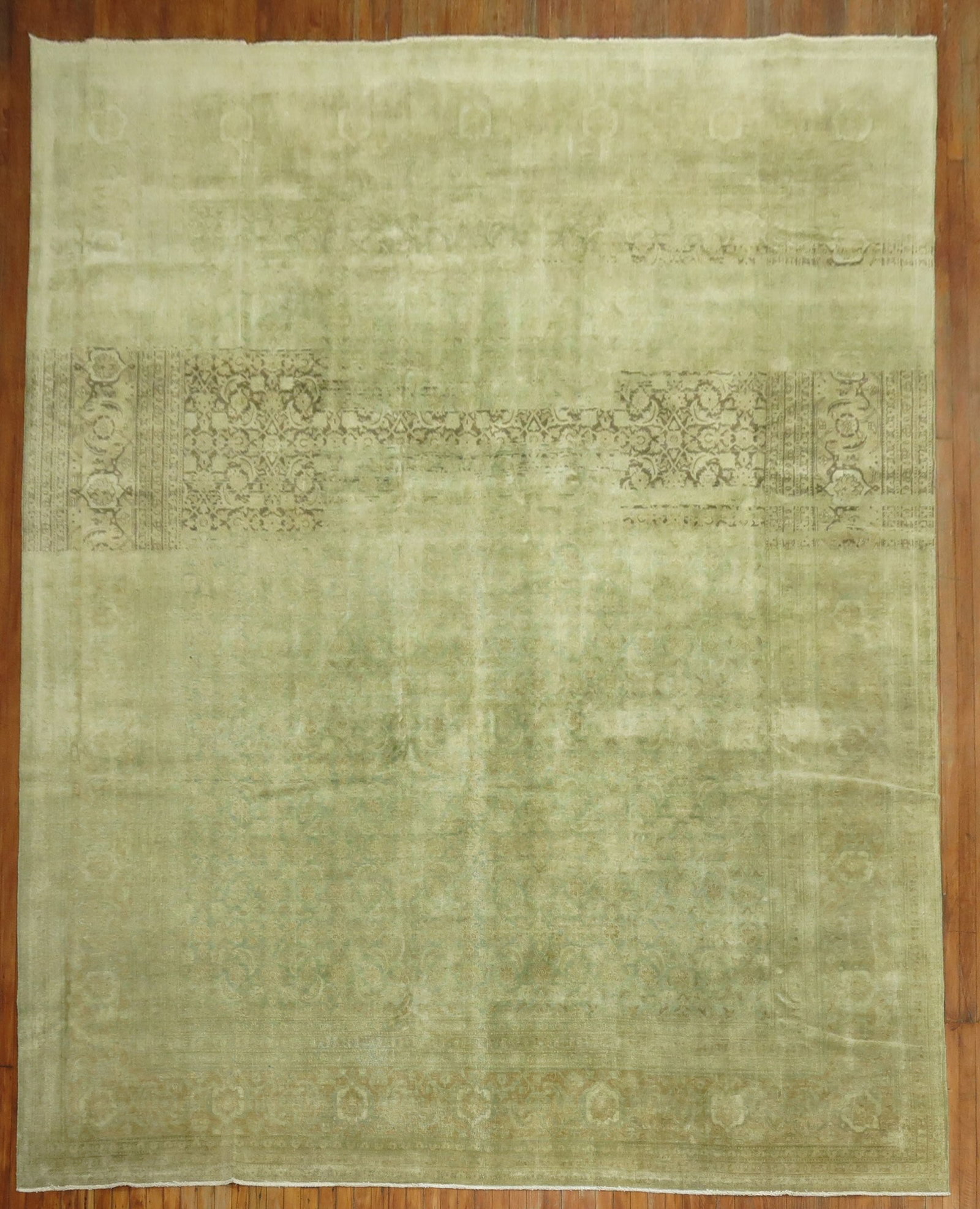 10' 4" x 13' 2" Persian Tabriz room rug with Herati motif: 10' 4" x 13' 2" Persian Tabriz room rug with Herati motif Classic Persian Tabriz rug featuring a Herati motif and abrash coloration, dating to circa 1920. This pre-owned room-size rug presents a predo