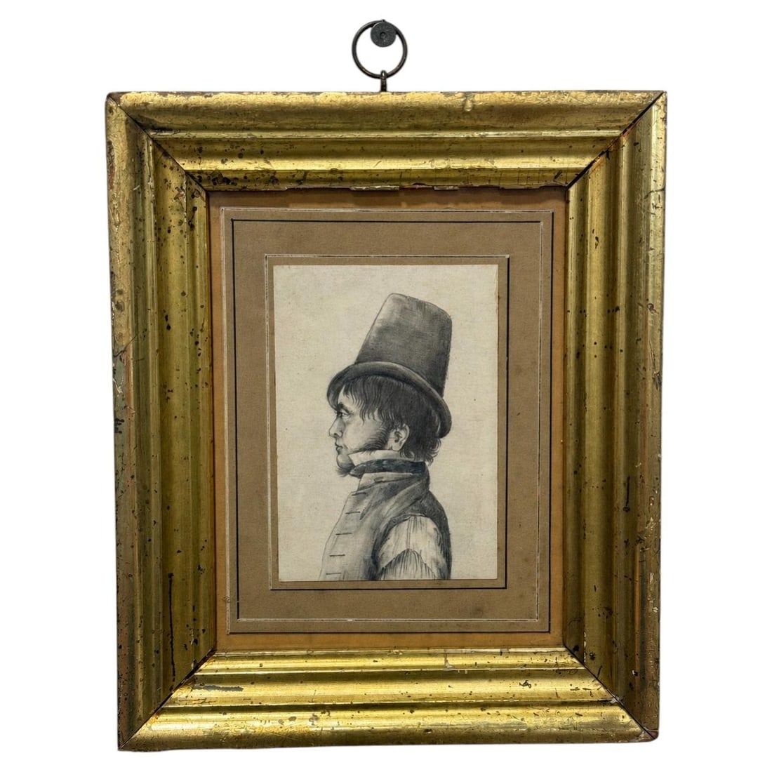 Regency Gentleman Profile Drawing in Giltwood Frame circa 1820-1830 (1 of 11)
