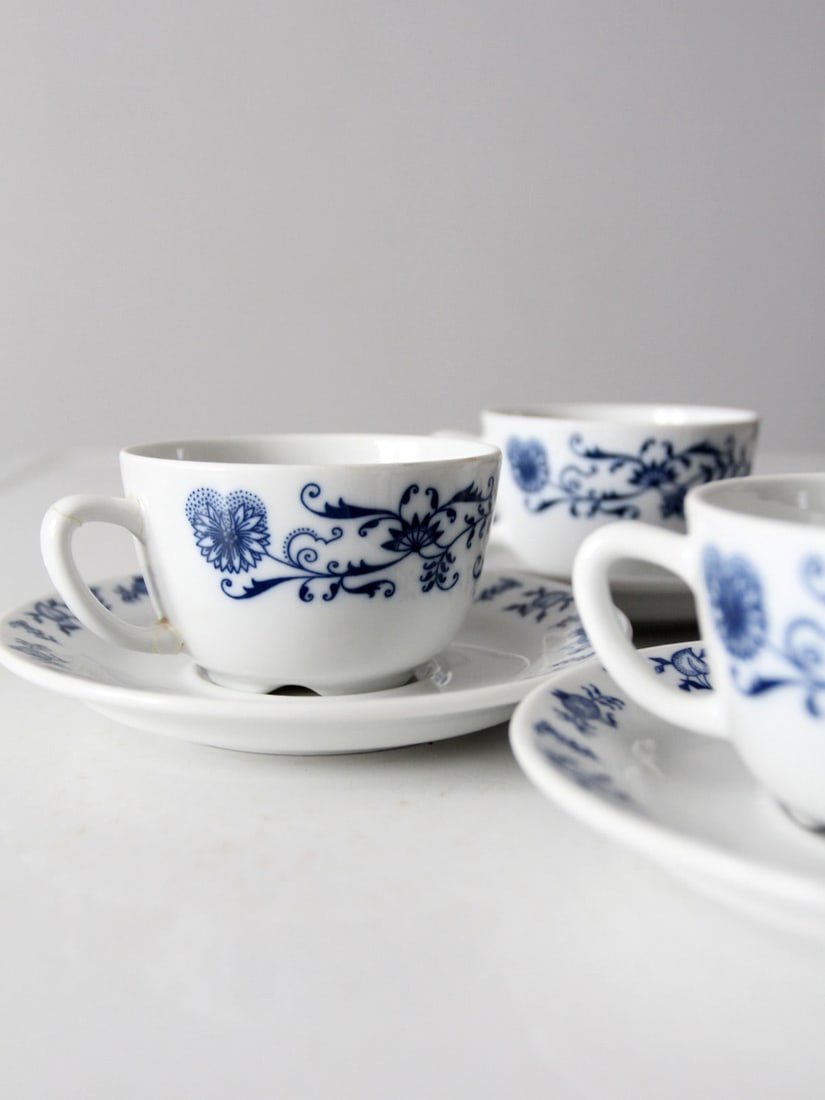 Vintage Porsgrund Porcelain Tea Cup Saucer Set 1970s Floral Design (1 of 12)