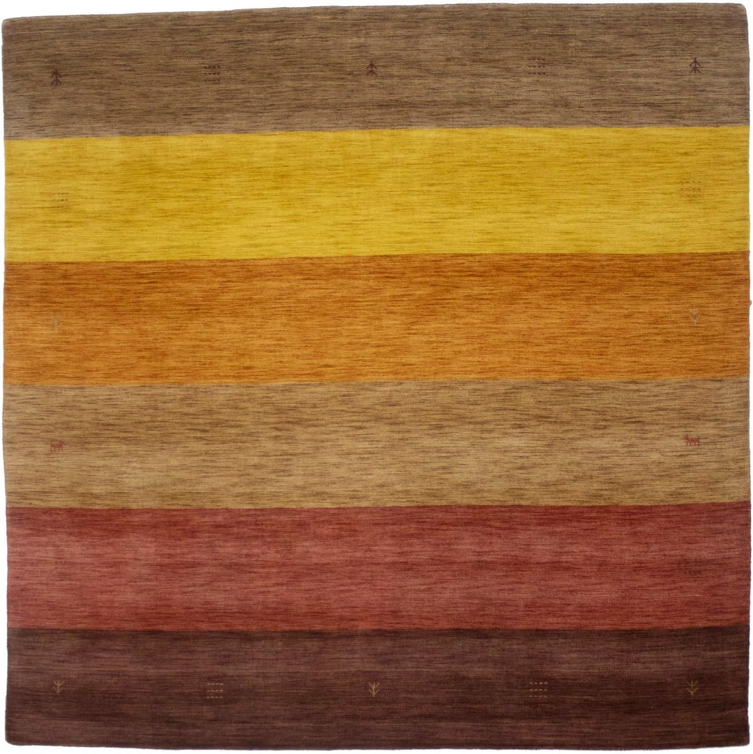 Hand-Loomed Multicolored Striped Wool Rug Square 8x8 ft Modern Design: Hand-Loomed Multicolored Striped Wool Rug Square 8x8 ft Modern Design Enhance your living space with this stunning hand-loomed square Oriental rug featuring multicolored stripes. Measuring 7'10" x 7'9