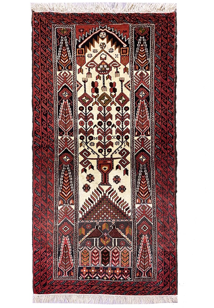 3.4 x 6.2 Persian Baluch Tribal Handwoven Wool Prayer Rug: 3.4 x 6.2 Persian Baluch Tribal Handwoven Wool Prayer Rug Free continental US Shipping This Persian Tribal Baluch Prayer Rug measures 3.4 x 6.2 feet and is handwoven by Baluch tribal artisans using ha