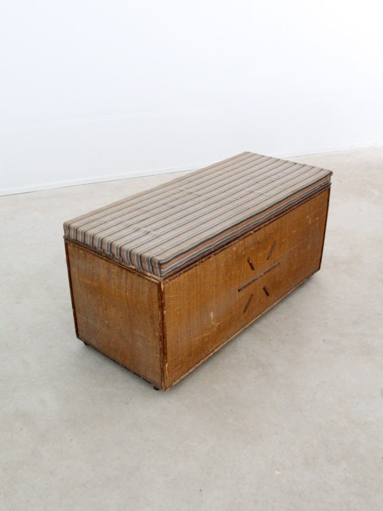 Americana storage bench trunk with wicker veneer rattan trim (1 of 8)
