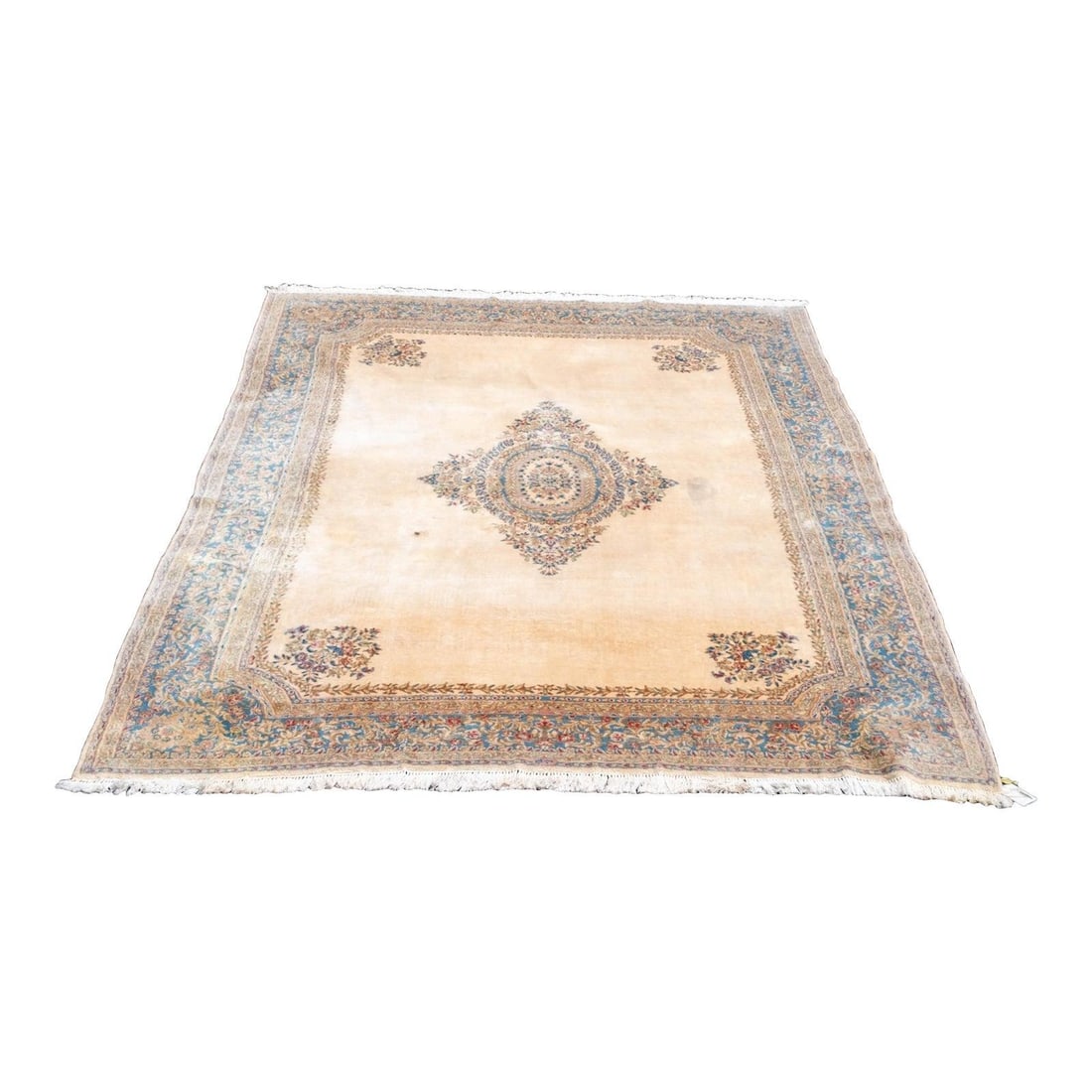 Antique Cream Wool Oriental Rug 10 x 15 Feet Hand Woven C.1900-1920: Antique Cream Wool Oriental Rug 10 x 15 Feet Hand Woven C.1900-1920 This exquisite antique Oriental rug, dating from approximately 1900-1920, features a beautiful cream color and a generous size of 10