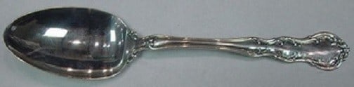 Wallace Sterling Silver Serving Spoon Old Atlanta Pattern 8.25": Wallace Sterling Silver Serving Spoon Old Atlanta Pattern 8.25" This exquisite serving spoon features the Old Atlanta pattern by Wallace, crafted from high-quality sterling silver. Measuring 8 1/4 inc