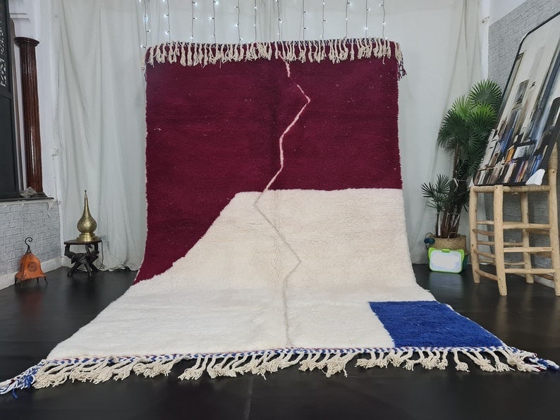 Artistic Handmade Moroccan Berber Wool Area Rug 9.84 x 6.56 Feet: Artistic Handmade Moroccan Berber Wool Area Rug 9.84 x 6.56 Feet Discover the beauty of this fabulous artistic soft handmade Moroccan Berber wool area rug. Crafted by local Berber women weavers in the