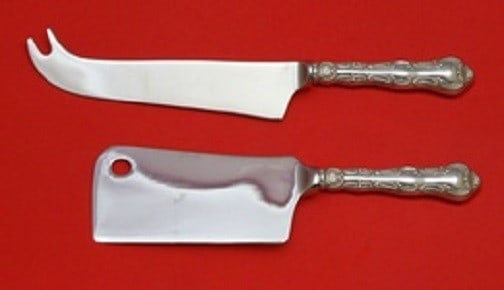 2 Piece Cheese Serving Set Gorham Strasbourg Sterling Silver Hollow Handle: 2 Piece Cheese Serving Set Gorham Strasbourg Sterling Silver Hollow Handle This is a 2-piece Strasbourg cheese serving set by Gorham, featuring sterling silver custom-made hollow handles with stainles