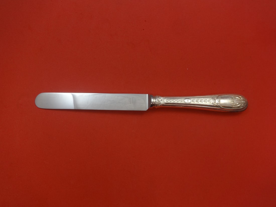 Odiot Bourbons Sterling Silver Dinner Knife 10.25 Inch Flatware: Odiot Bourbons Sterling Silver Dinner Knife 10.25 Inch Flatware This exquisite dinner knife is part of the Bourbons pattern by Odiot, crafted from high-quality sterling silver. Measuring 10 1/4 inches