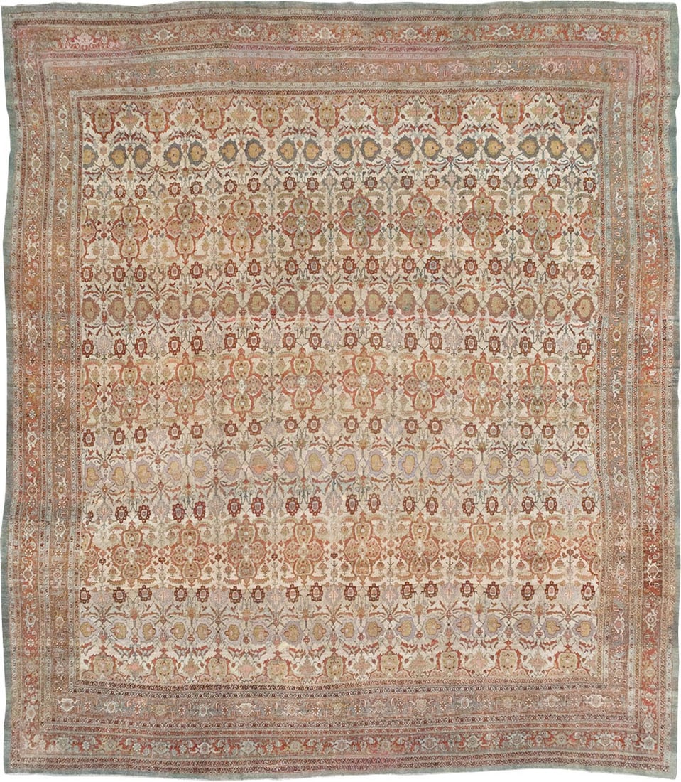 14' 6" x 17' Antique Persian Bidjar Rug Ivory Field (1 of 6)