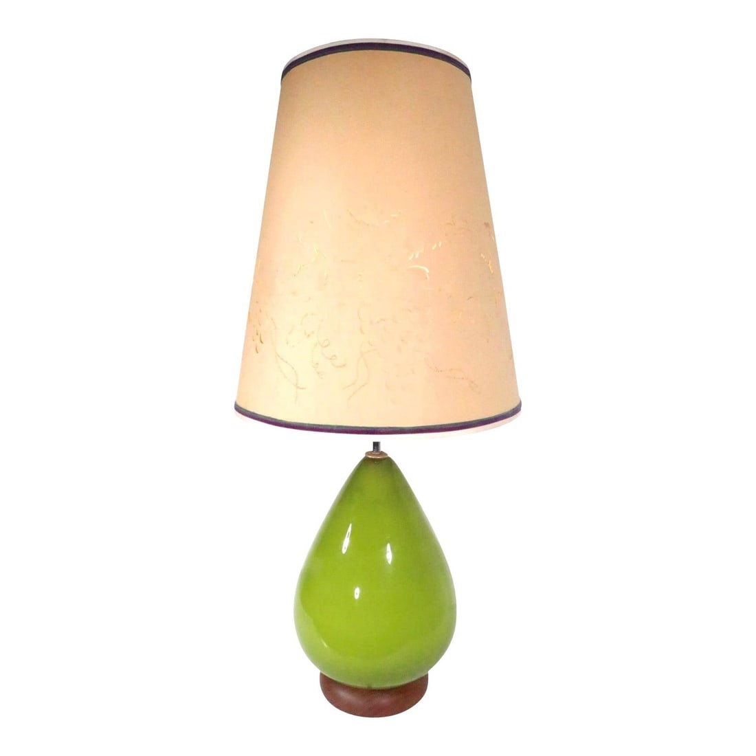 Green Art Glass Table Lamp with Pierced Paper Shade 32.25" (1 of 10)