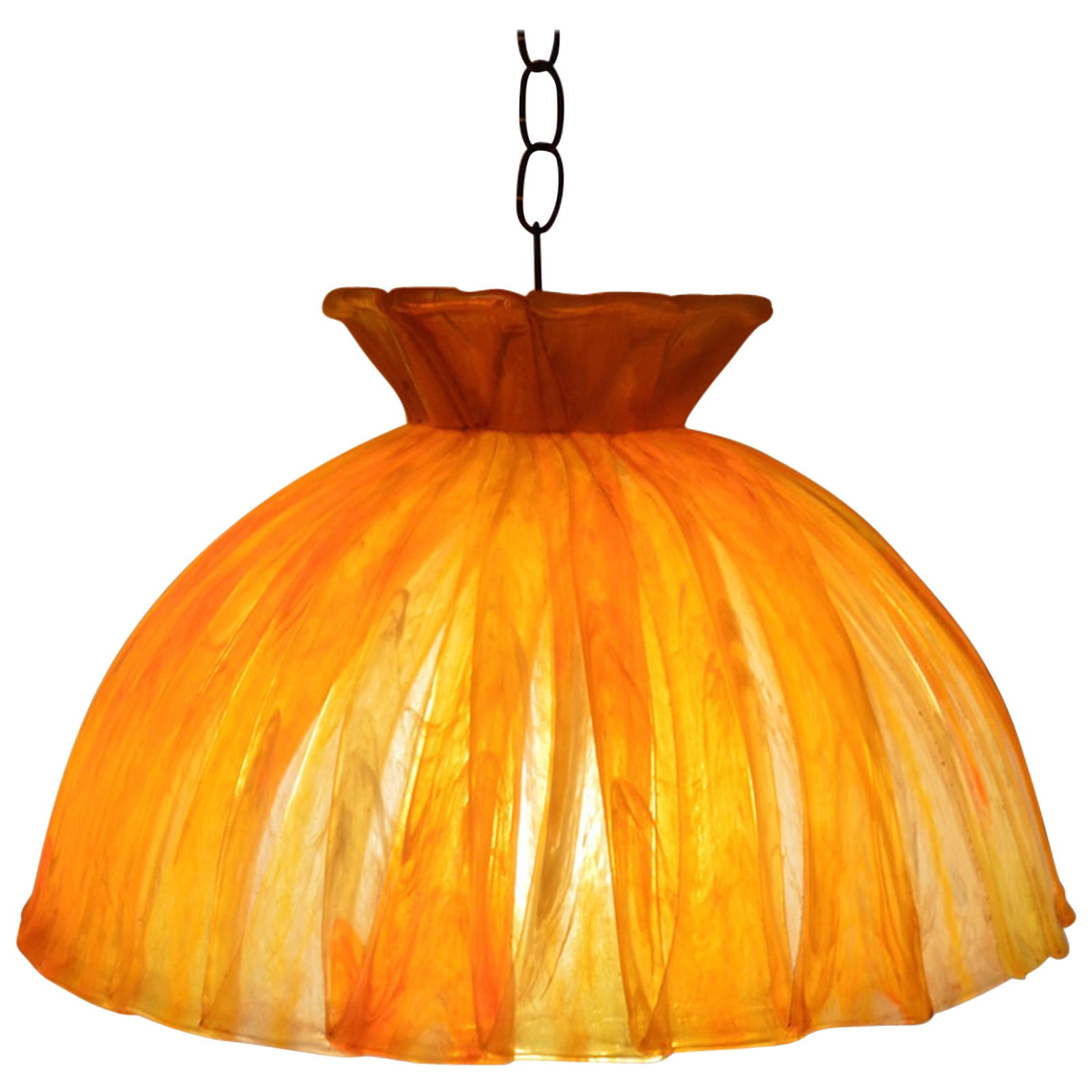 Vibrant Orange Plastic Resin Swag Chandelier Light Fixture: Vibrant Orange Plastic Resin Swag Chandelier Light Fixture This vibrant Plastic Resin Chandelier showcases an eye-catching design with shades of orange that add a contemporary twist to the traditional