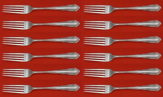 Wallace Shenandoah Sterling Silver Fork Set of 12 Regular 7 1/4": Wallace Shenandoah Sterling Silver Fork Set of 12 Regular 7 1/4" Enhance your dining experience with this exquisite set of 12 regular forks from the renowned Shenandoah pattern by Wallace. Each fork m