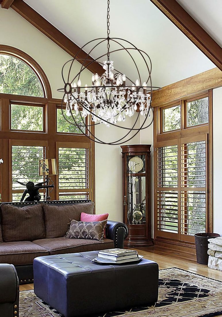Geneva 18 Light Crystal Orb Chandelier Dark Bronze 46 in (1 of 12)