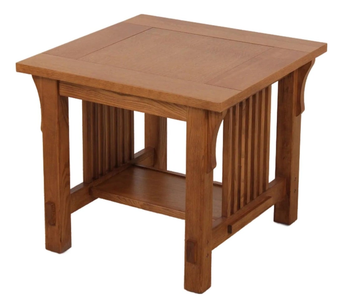 Oak Mission Style End Table 2 Tier Arts and Crafts 25w x 25d x 22.5h (1 of 10)
