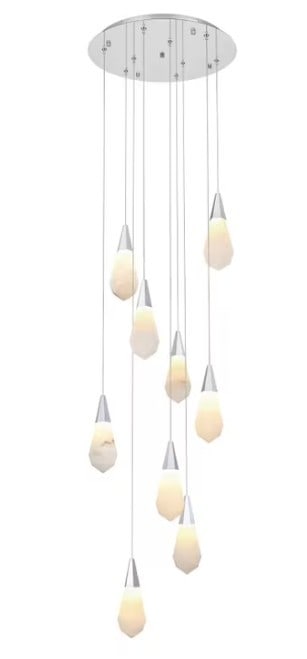 Amora 9-Light Chrome Pendant With Spanish Alabaster Diamond Cut Shades (1 of 13)
