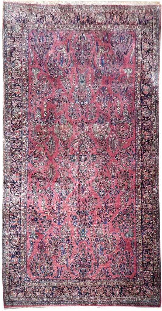 Handcrafted 10' x 19' Semi-Antique Persian Sarouk Rug: Handcrafted 10' x 19' Semi-Antique Persian Sarouk Rug Free continental US Shipping Enhance your living space with this exquisite semi-antique Persian Sarouk rug, handcrafted by skilled Persian artisan