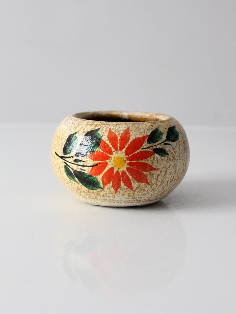 Hand-Painted Tonala Floral Ceramic Planter from Mexico Mid-20th Century (1 of 11)