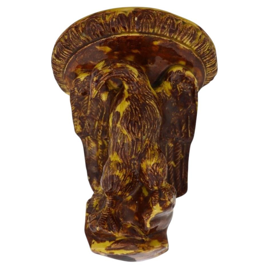 20thC Figural Eagle Corner Wall Sconce Rockingham Attributed Pottery (1 of 9)