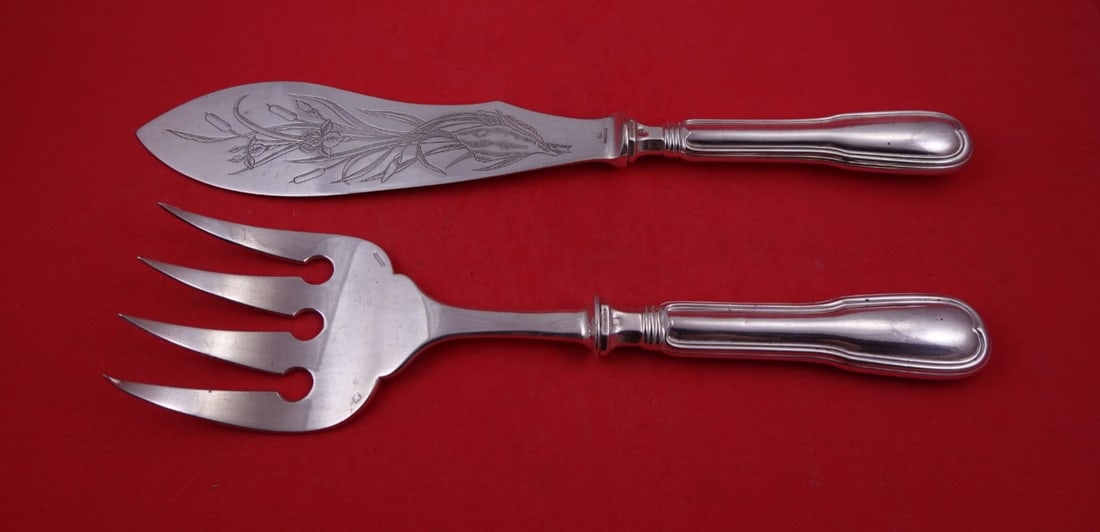 Christofle Chinon Silverplate Fish Server and Fork 2 Piece Set (1 of 2)