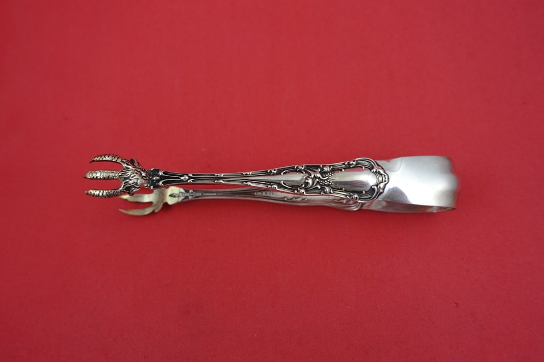 Sterling Silver Sugar Tong Gothic Pattern by Shiebler 5 1/8 Inch: Sterling Silver Sugar Tong Gothic Pattern by Shiebler 5 1/8 Inch This is a sterling silver sugar tong in the Gothic pattern by Shiebler. Dating from 1850-1899, this piece was crafted in the United Sta