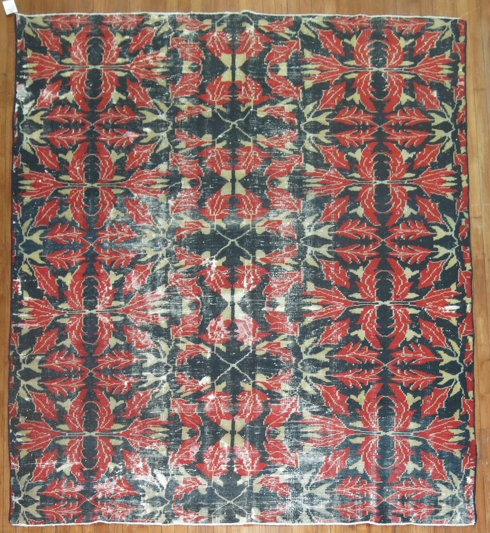 7' x 8' 4" Anatolian Deco Square Rug Black Red: 7' x 8' 4" Anatolian Deco Square Rug Black Red Pre-owned Turkish Deco square rug with a mid-century look in black and red. This Anatolian rug is described as Deco and Shabby Chic in style. Specificati