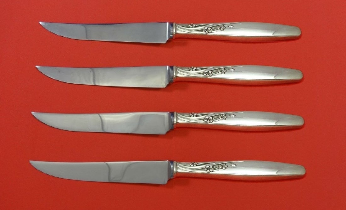 Lunt Summer Song Sterling Silver Steak Knife Set 4pc Custom 8.5in (1 of 2)