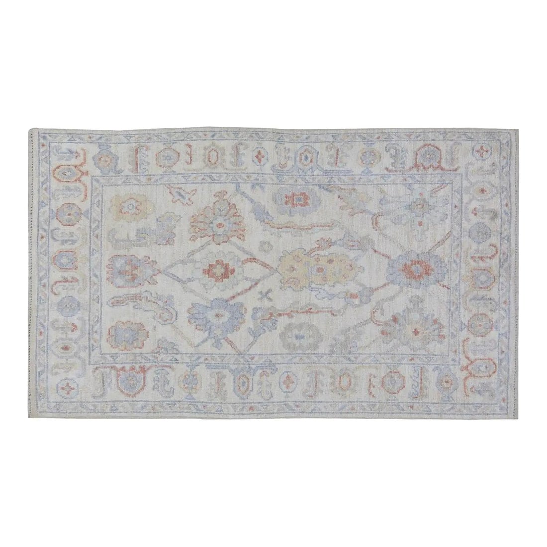 4'x6' Wool Oushak Rug Hand Knotted Turkish Stone Gray: 4'x6' Wool Oushak Rug Hand Knotted Turkish Stone Gray This Turkish Oushak rug is hand-knotted from wool using traditional techniques, combining classic artistry with a modern sensibility. Its stone gr
