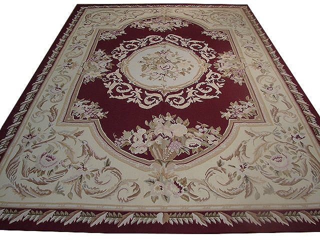 Elegant Burgundy 6' x 9' French Aubusson Weave Rug: Elegant Burgundy 6' x 9' French Aubusson Weave Rug Free continental US Shipping Enhance your home decor with this exquisite 6 x 9 French Aubusson Weave Rug in a rich burgundy hue. Featuring a charming