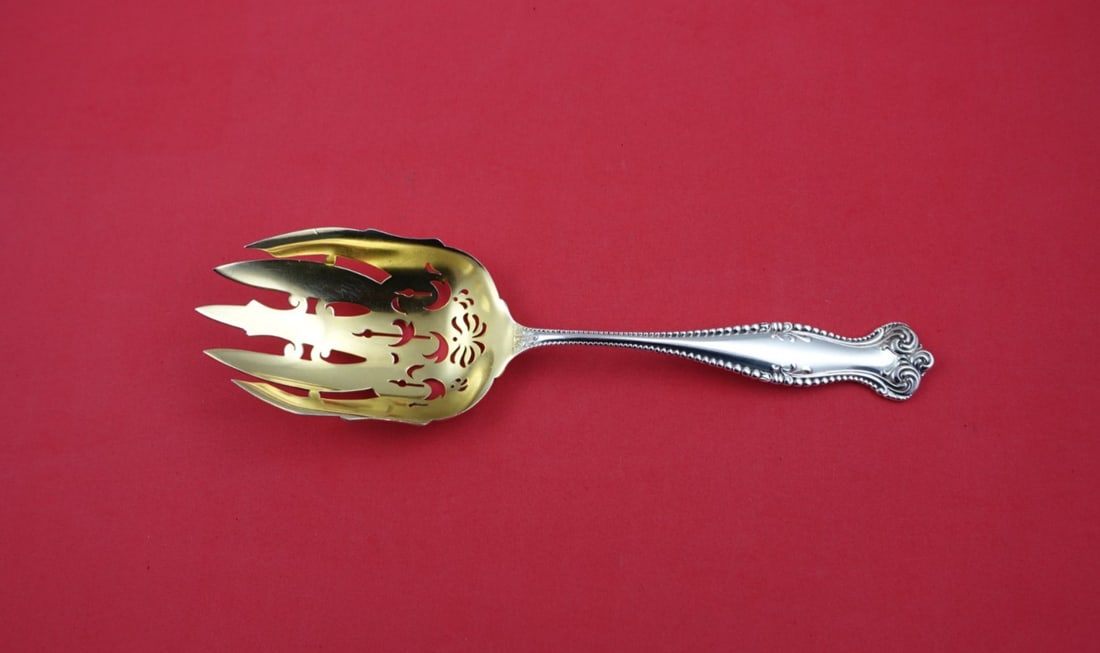 Towle Canterbury Sterling Silver Vegetable Serving Fork 9.25 Inch Intricate Design (1 of 2)