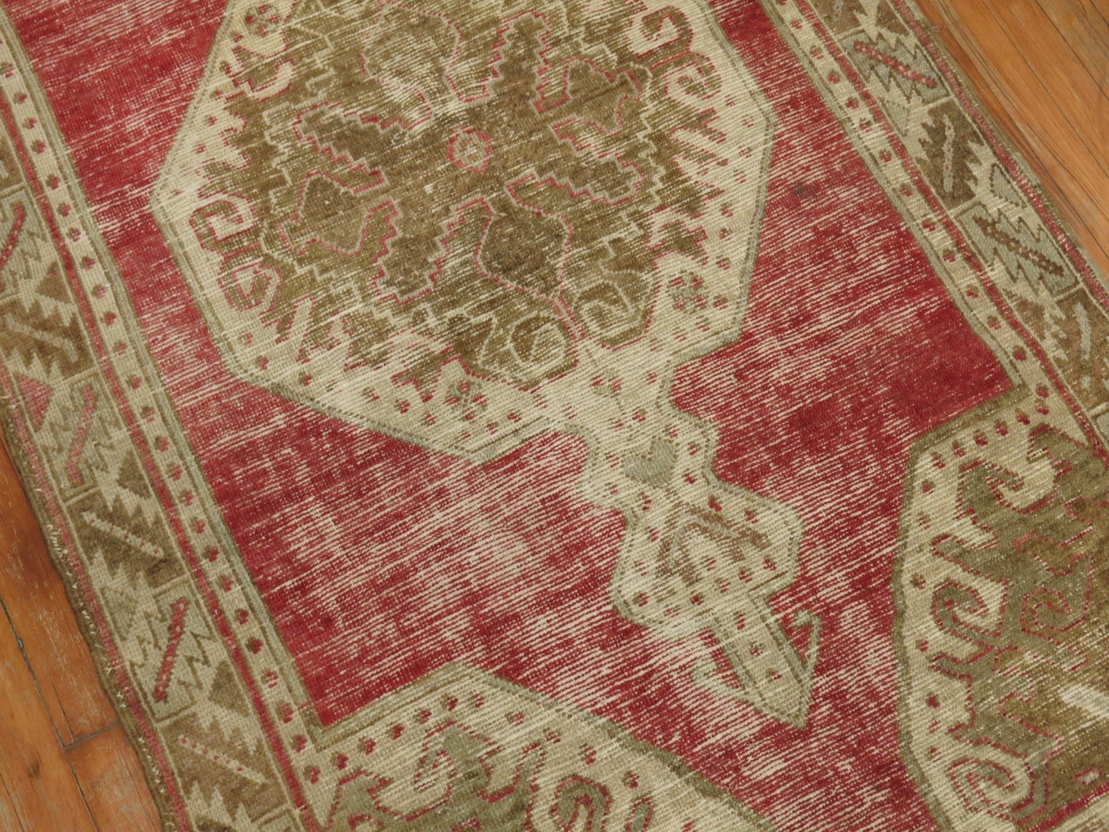 3' 7" x 6' 9" Pink Turkish Oushak Runner: 3' 7" x 6' 9" Pink Turkish Oushak Runner Pre-owned Turkish Oushak runner in a shabby chic style with a pink color palette. Circa 1940, this rug features a decorative medallion design and patterned det