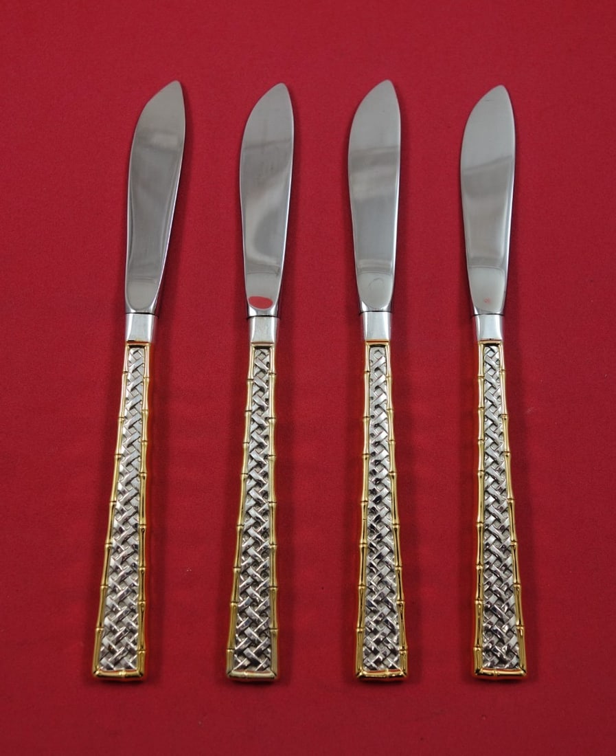 Set of 4 Golden Tradewinds Sterling Butter Spreaders (1 of 4)