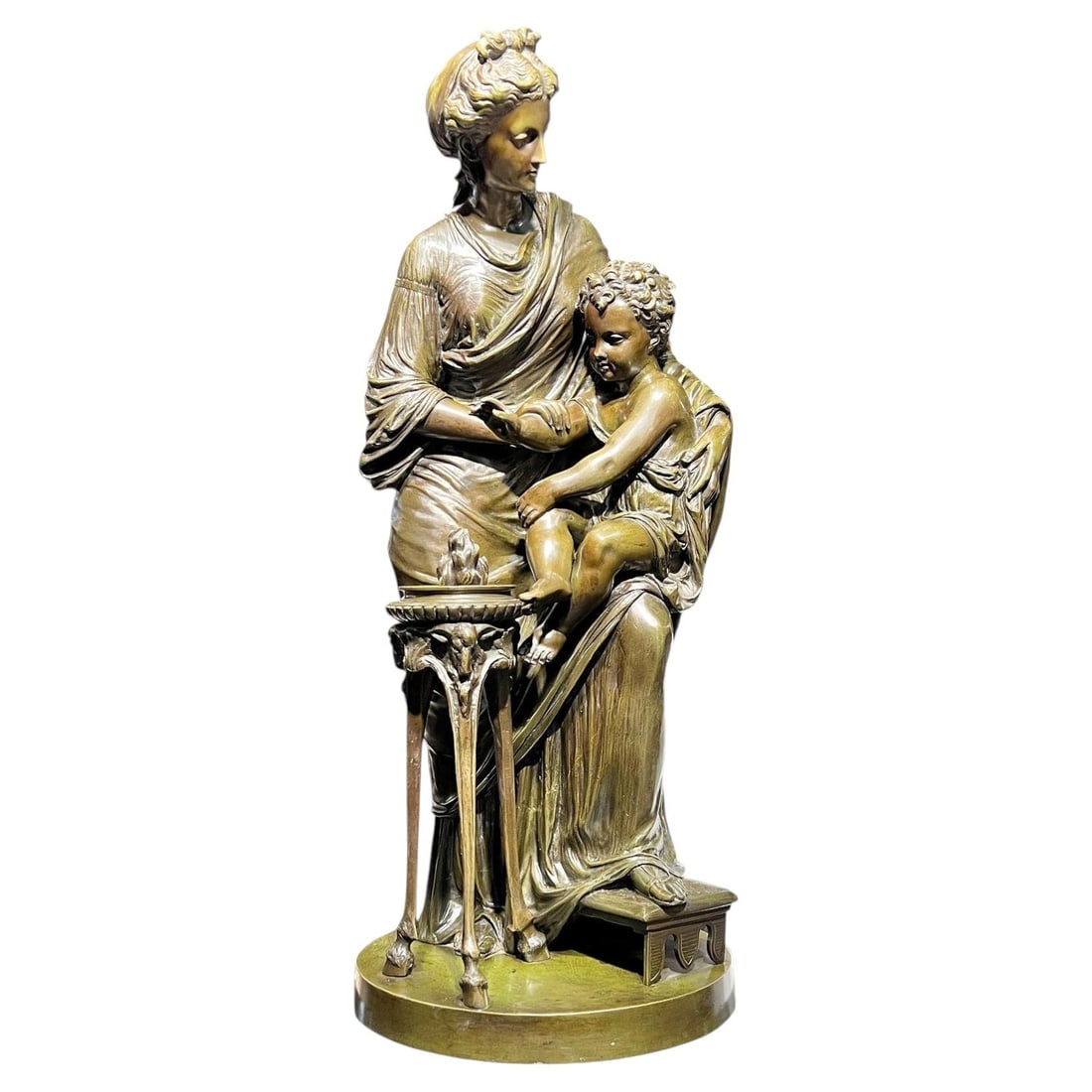 Patinated Bronze Vestal Virgin With Putti After Louis Sauvageau 31 in (1 of 10)