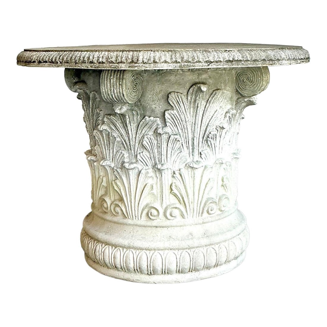 Vintage Regency Garden Table Concrete Resin 39.5 Round Elegant Design: Vintage Regency Garden Table Concrete Resin 39.5 Round Elegant Design This Vintage Regency Concrete Coated Resin Garden Table exudes classical grandeur and timeless outdoor elegance. Designed to resem