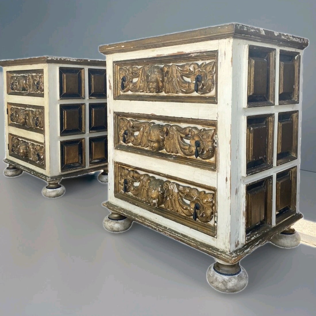 Pair of Italian Renaissance Revival Mirrored Chests with Putti circa 1900 (1 of 18)
