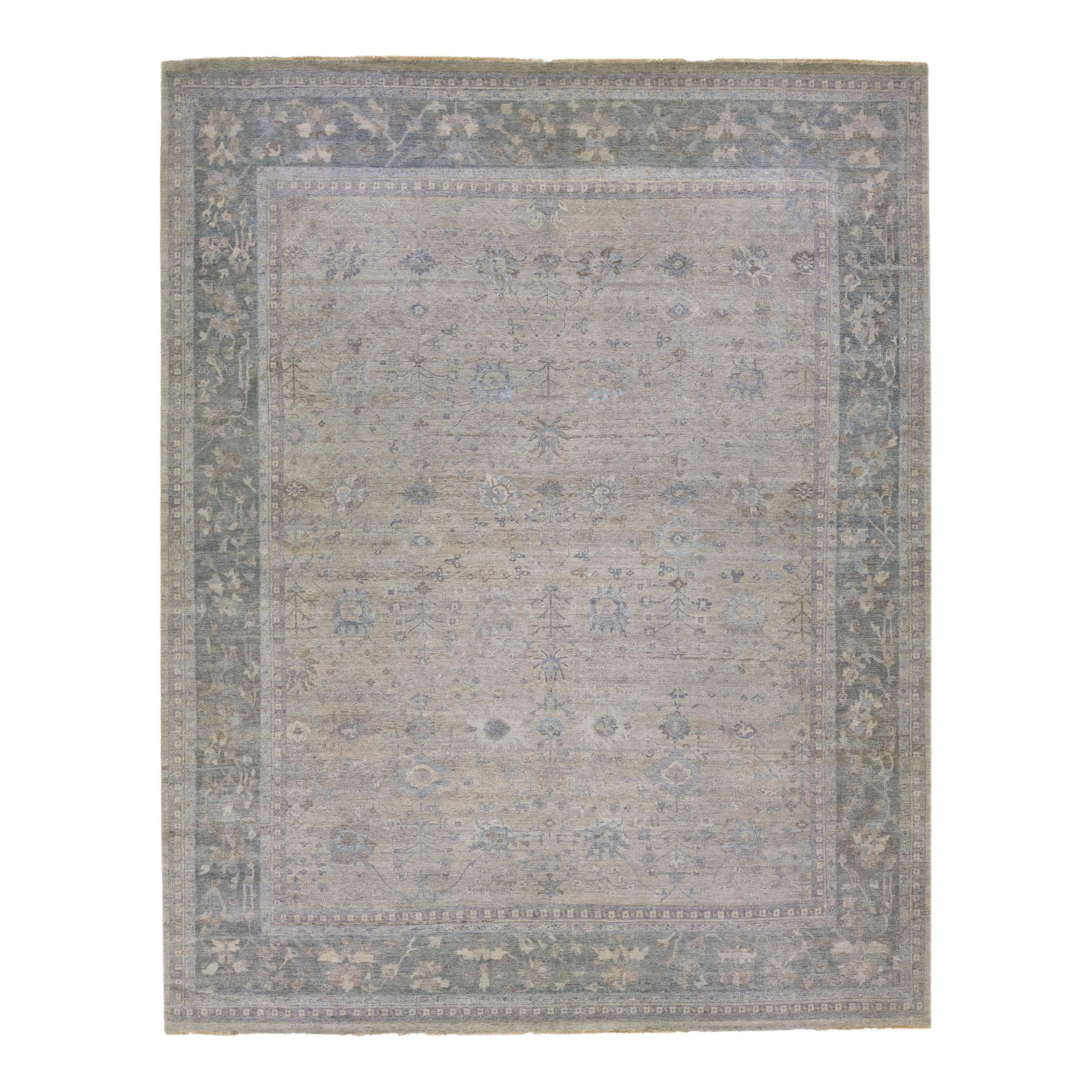 Handmade Modern Indian Wool Rug Light Gray 14'11 x 18'9 (1 of 7)
