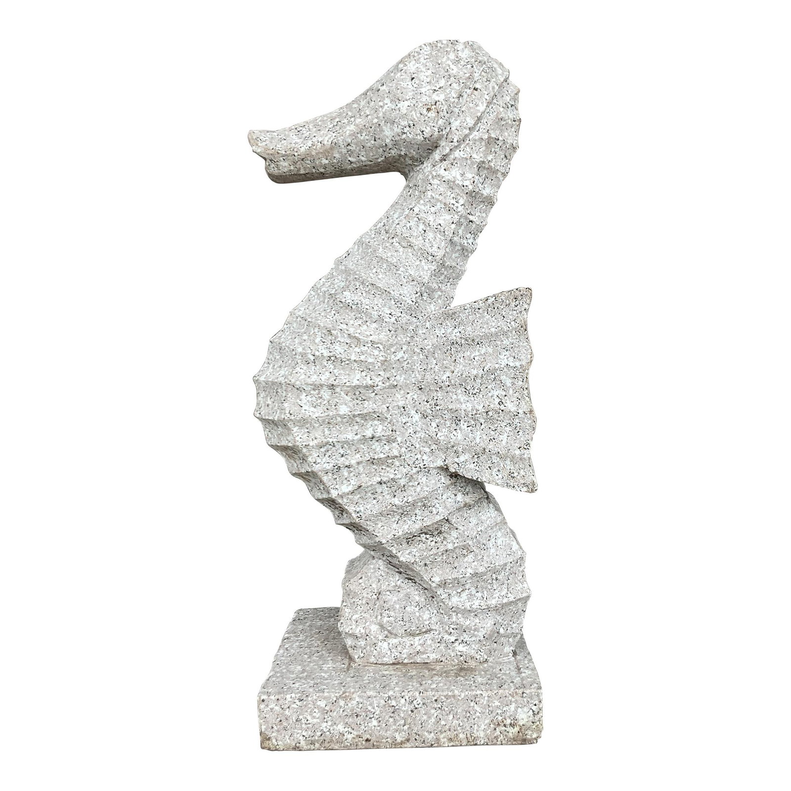 Vintage Coastal Stone Sea Horse Sculpture 29.5" Tall: Vintage Coastal Stone Sea Horse Sculpture 29.5" Tall Experience the charm of coastal decor with this stunning vintage Coastal Sea Horse Sculpture. Crafted from solid stone, this piece features exquisi
