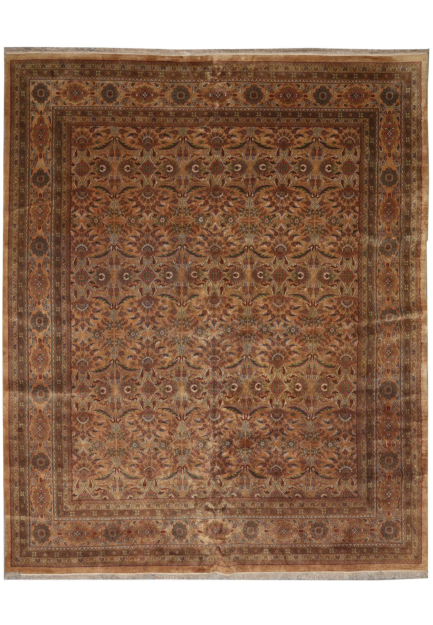 11.8 x 14.6 Hand-Knotted Jaipur Area Rug Ivory Floral: 11.8 x 14.6 Hand-Knotted Jaipur Area Rug Ivory Floral Free continental US Shipping This hand-knotted Jaipur rug is presented in brown and described as a 12 x 15 rug with an antique Sarouk design and r