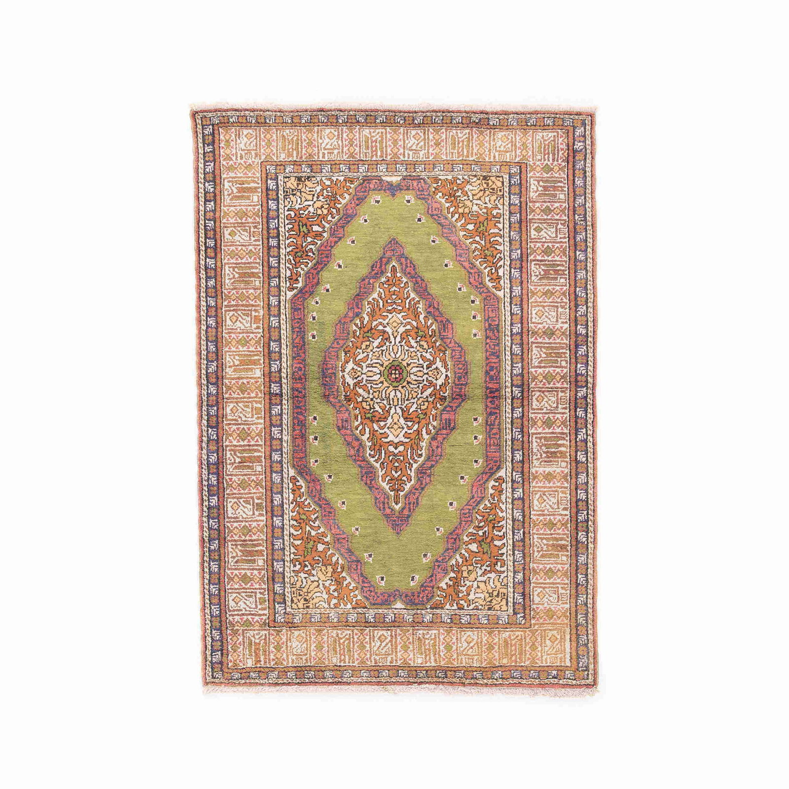 Handmade Kayseri Wool Carpet 34.6 x 48.8 Inches: Handmade Kayseri Wool Carpet 34.6 x 48.8 Inches Experience the elegance of this authentic handmade Kayseri carpet, crafted from luxurious wool on a sturdy cotton base. This exquisite piece showcases d