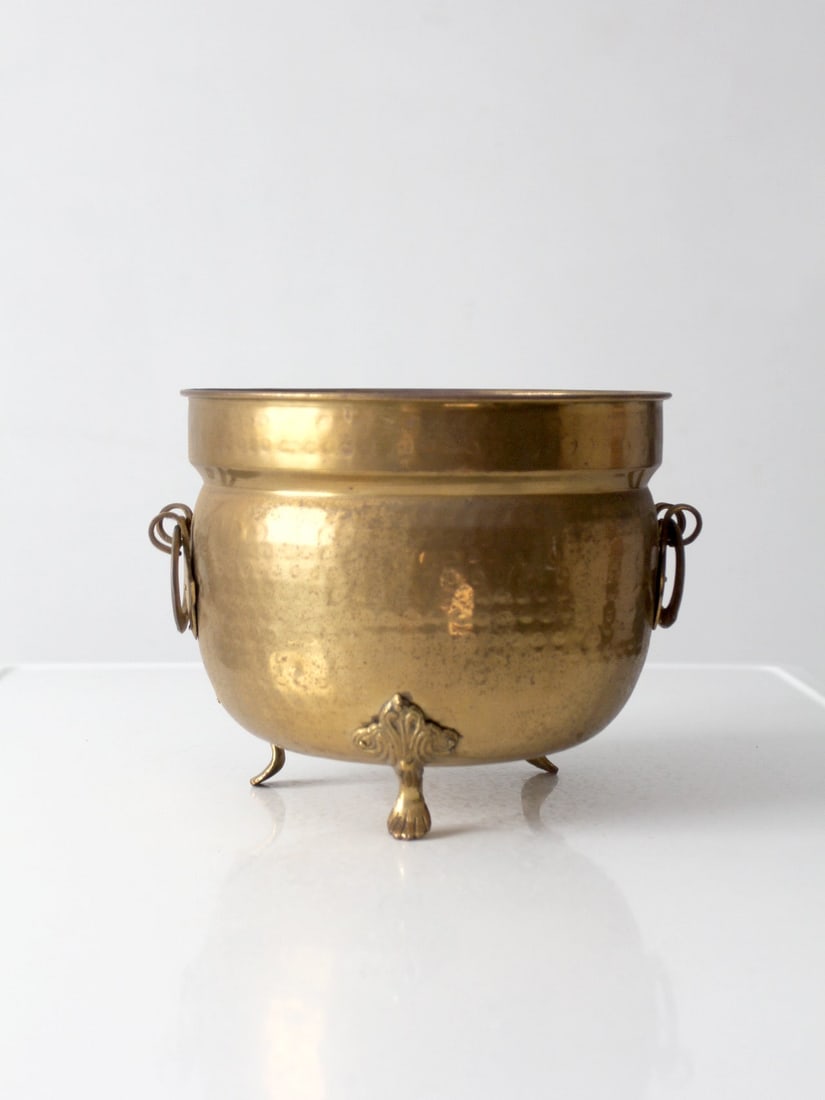 Victorian Brass Hammered Jardiniere with Claw Feet (1 of 13)
